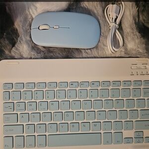 Wireless Blue Keyboard and Mouse Set